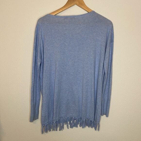 Lilly Pulitzer Emberly Blue Peri Fringe Crewneck Long Sleeve Sweater Size Small - Picture 3 of 6